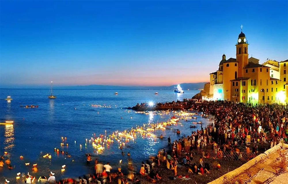 Beach on the coast of Liguria in the night
